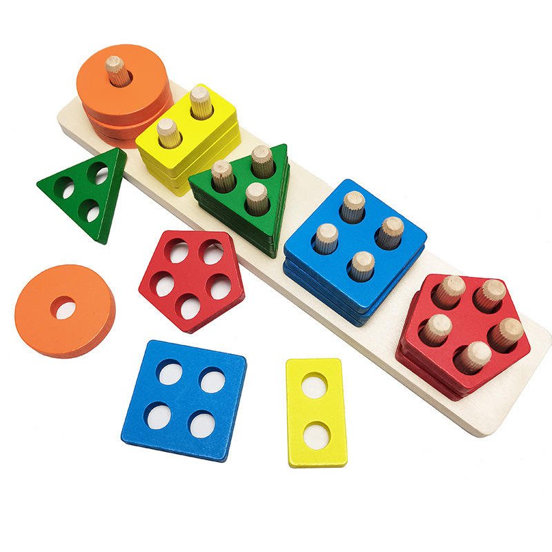 Wooden Toy Pentagonal Column 5 in 1 - KiddieWink - Gifts They'll Love