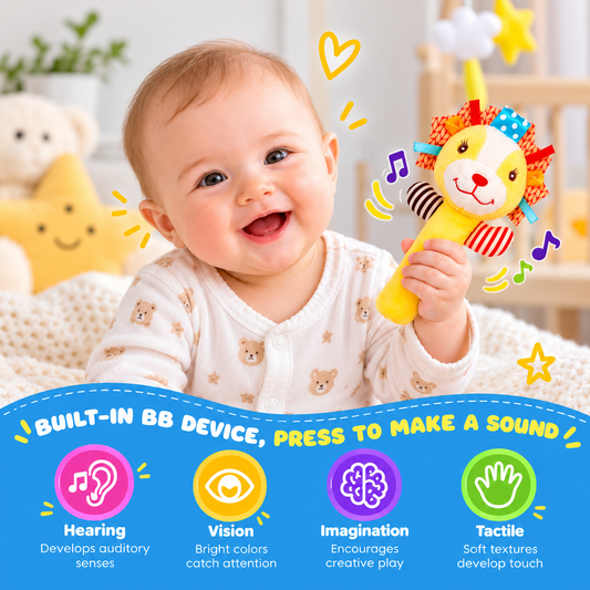 Baby Plush Rattles – Handheld Sensory Toys for Newborns & Toddlers - KiddieWink - Gifts They'll Love