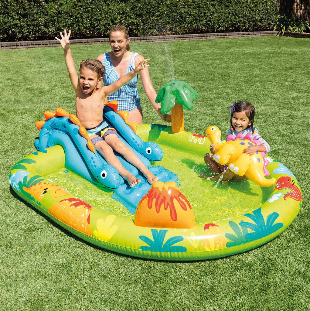 KiddieWink™ Inflatable Little Dino Swimming Pool with Slide & Shower - KiddieWink - Gifts They'll Love