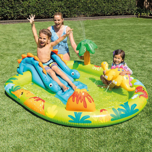 KiddieWink™ Inflatable Little Dino Swimming Pool with Slide & Shower - KiddieWink - Gifts They'll Love