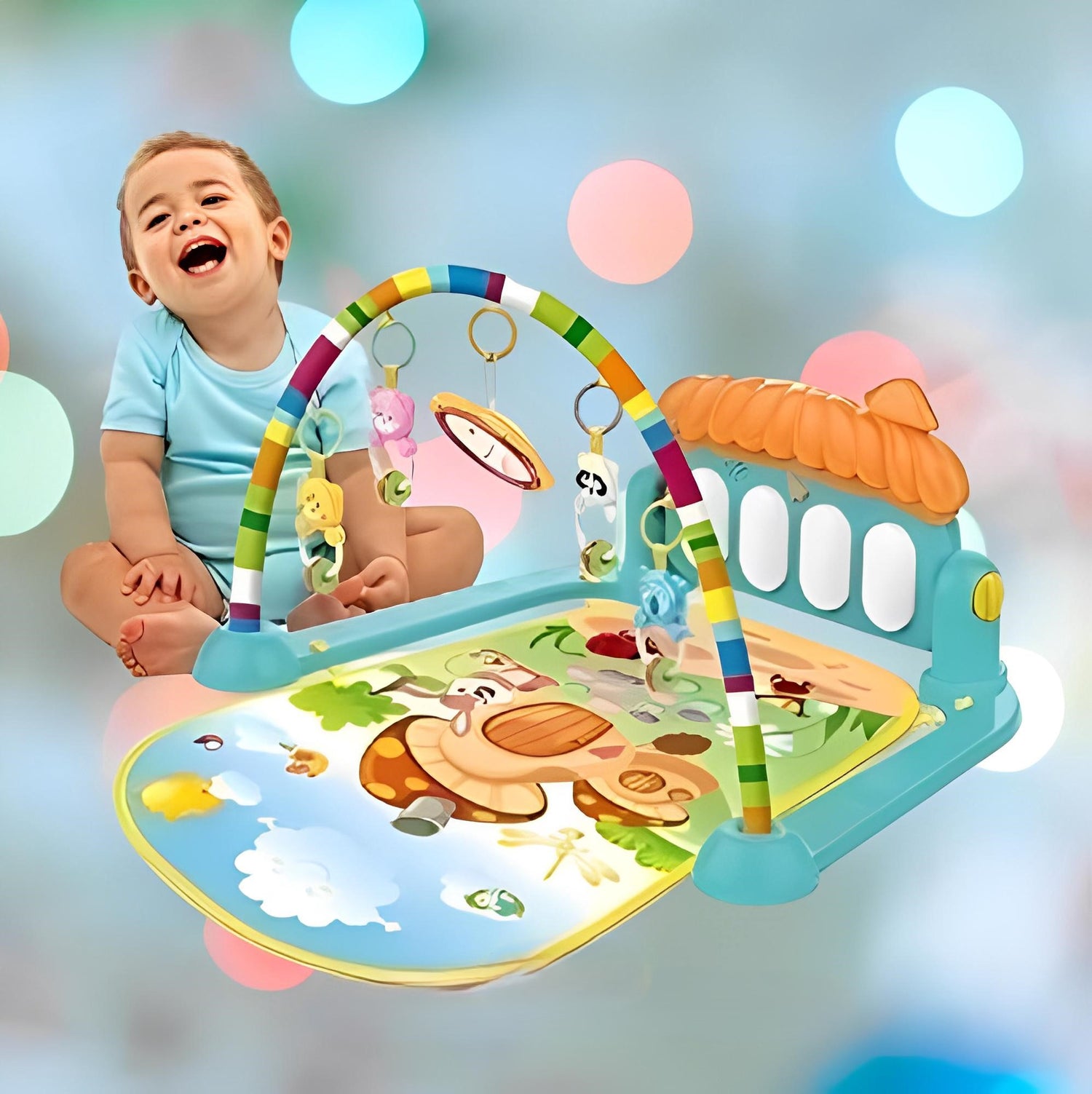 3 - in - 1 Baby Play Piano Gym Mat Fitness Rack Rattle Toy - KiddieWink - Gifts They'll Love