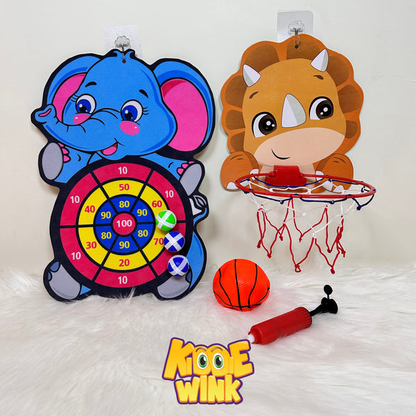 Dart Board Game & Mini Basket Hoop For Kids