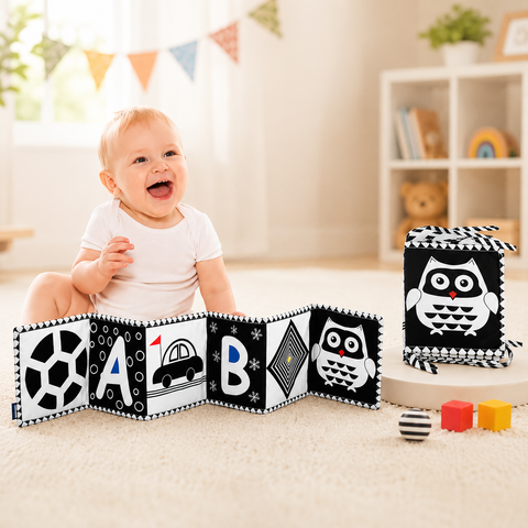 Soft Black & White Baby Sensory Cloth Book