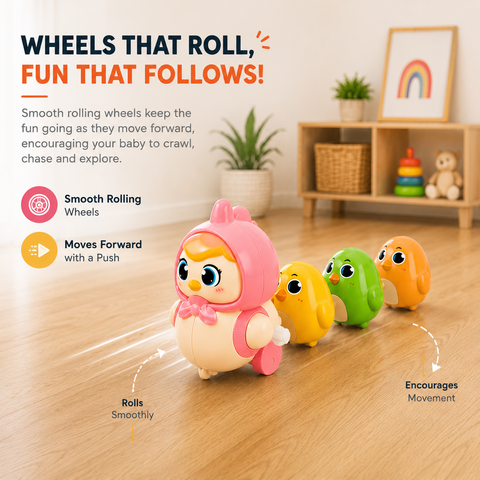Interactive Crawling Toy - Hen With 3 Chicken