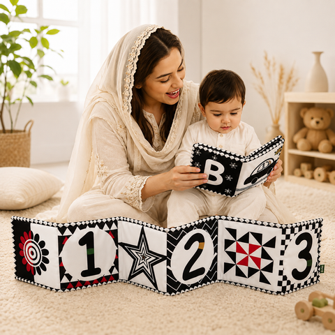Soft Black & White Baby Sensory Cloth Book