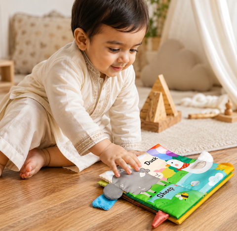 3D Crinkle Animal Tail Cloth Book for Toddlers