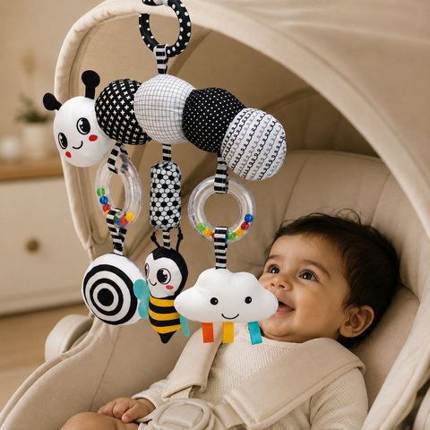 Baby Sensory Hanging Toy – Crinkle, Rattle & Activity Toy