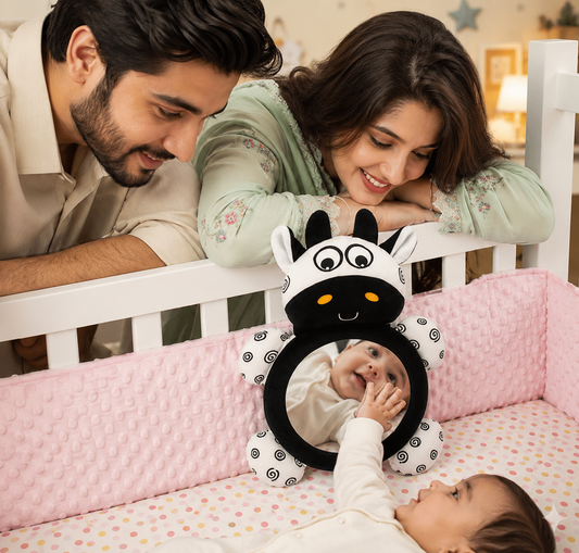 Soft Cow Tummy Mirror Sensory Toy