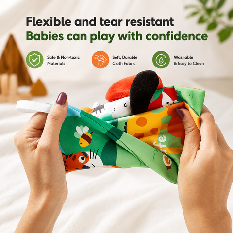 3D Crinkle Animal Tail Cloth Book for Toddlers