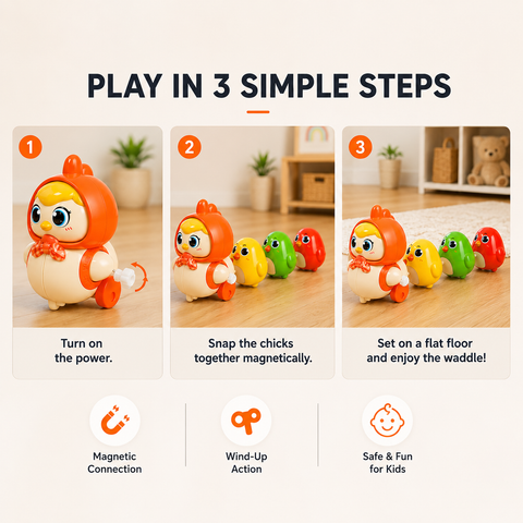 Interactive Crawling Toy - Hen With 3 Chicken