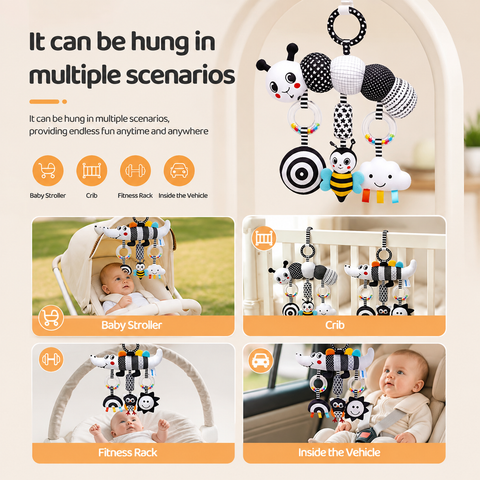 Baby Sensory Hanging Toy – Crinkle, Rattle & Activity Toy