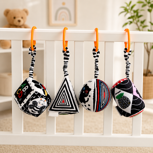 High Contrast Black And White Hanging Rattle Set