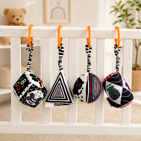 High Contrast Black And White Hanging Rattle Set