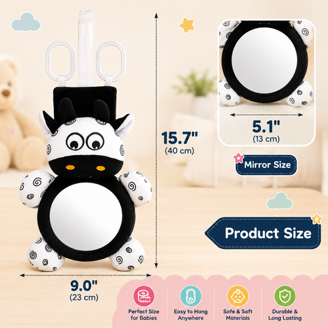 Soft Cow Tummy Mirror Sensory Toy