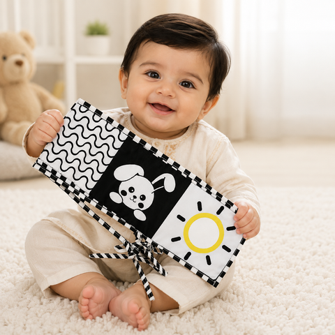 Soft Black & White Baby Sensory Cloth Book