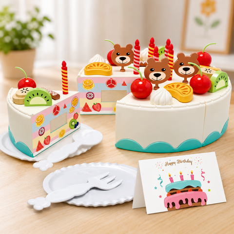Birthday Cake Cutting Pretend Play Set for Kids
