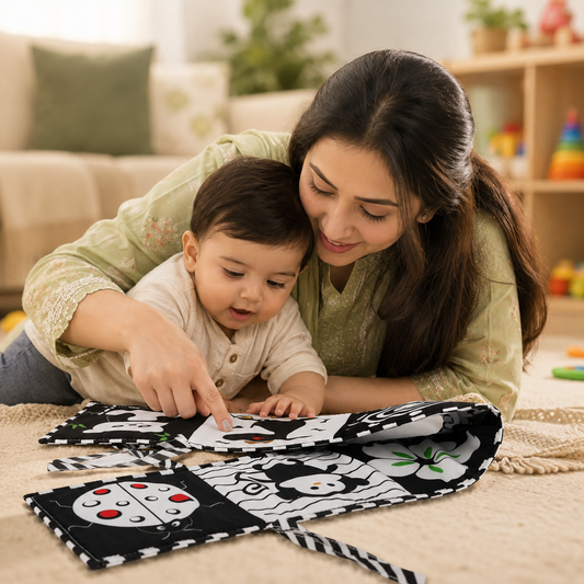 Soft Black & White Baby Sensory Cloth Book