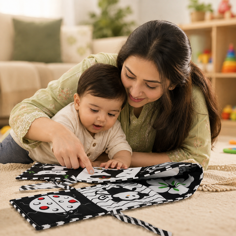 Soft Black & White Baby Sensory Cloth Book