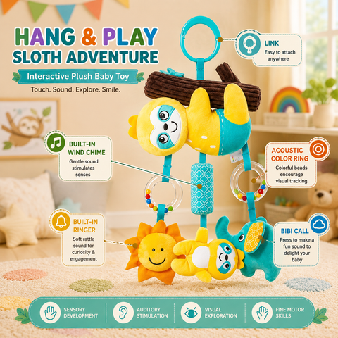 Soft Sloth Baby Crib & Stroller Hanging Toy