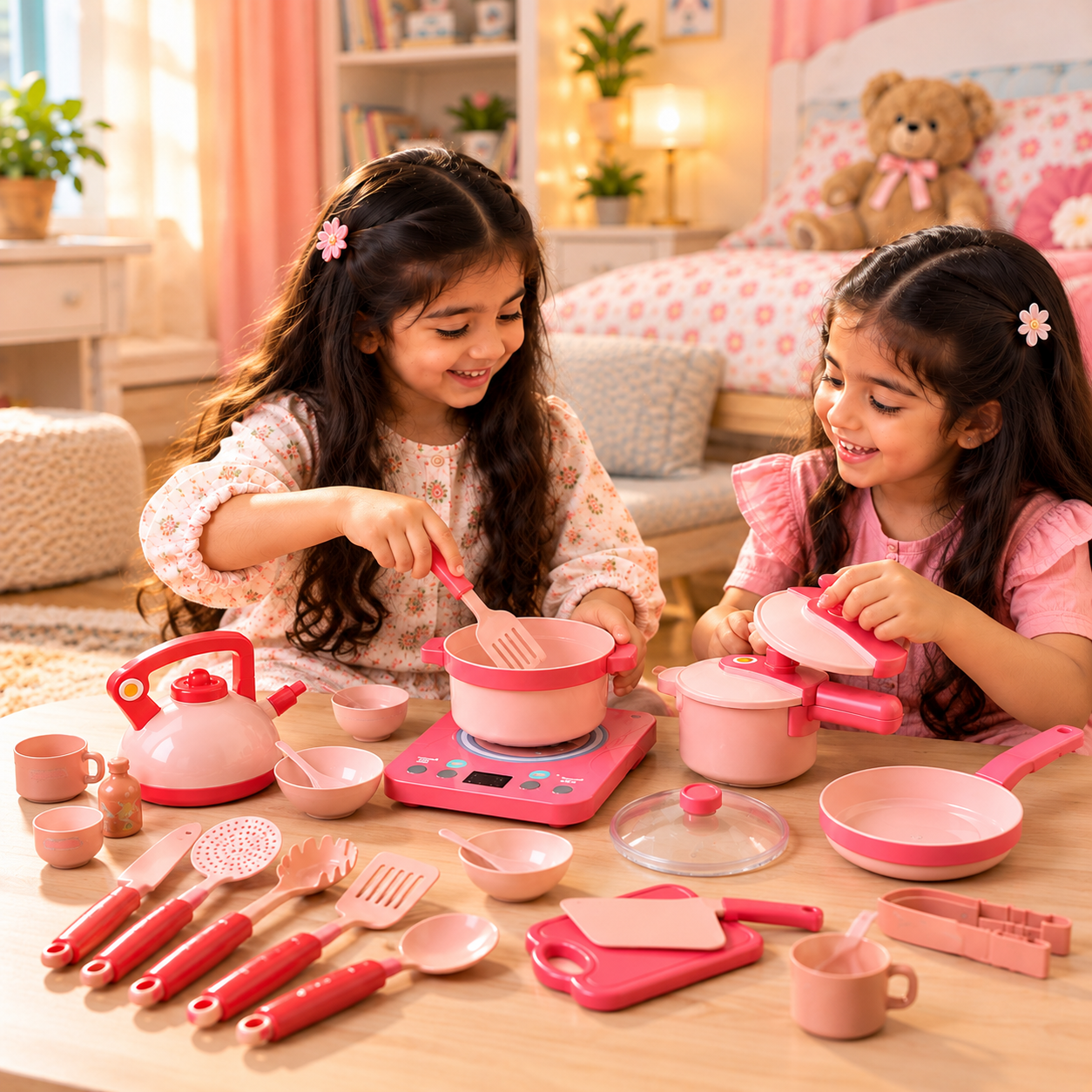 Pink Kitchen Playhouse Pretend Play Set for Kids – image 5 – KiddieWink