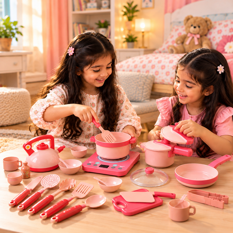Pink Kitchen Playhouse Pretend Play Set for Kids – image 5 – KiddieWink