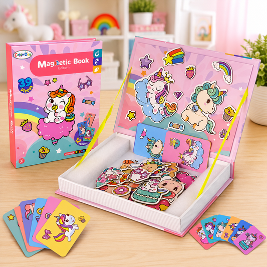 Magnetic Puzzle Book Unicorns Puzzle Cards, 39 Pcs - Educational Toy for Kids