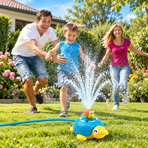 4-in-1 Turtle Water Sprinkler Toy – Ring Toss & Baseball Game for Kids