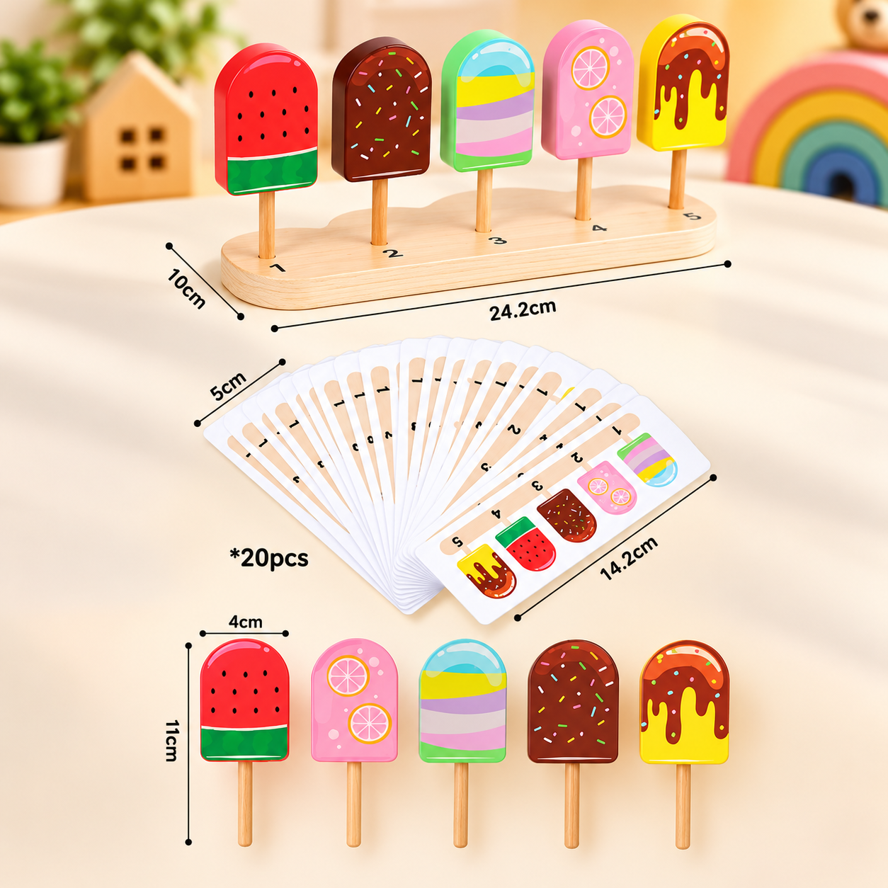 Wooden Ice Cream Sorting & Matching Toy – image 7 – KiddieWink