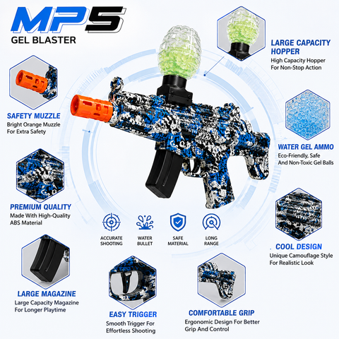 Electric Mp5 Gel Ball Blaster Toy for Kids