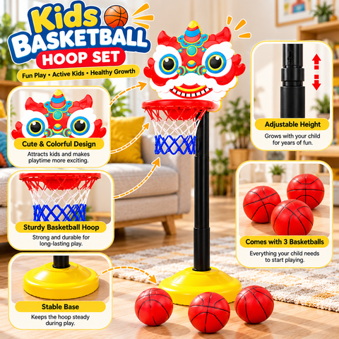 Adjustable Basketball Hoop Set For Kids