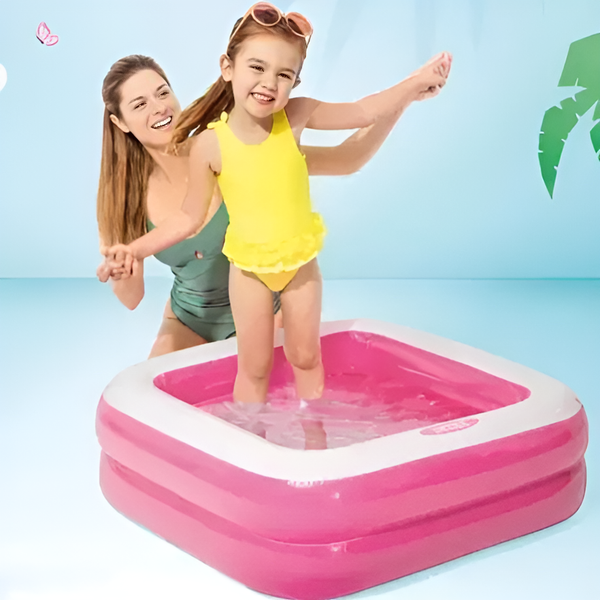 KiddieWink™ Inflatable Square Shape Swimming Pool (34"x34"x10") For Kids