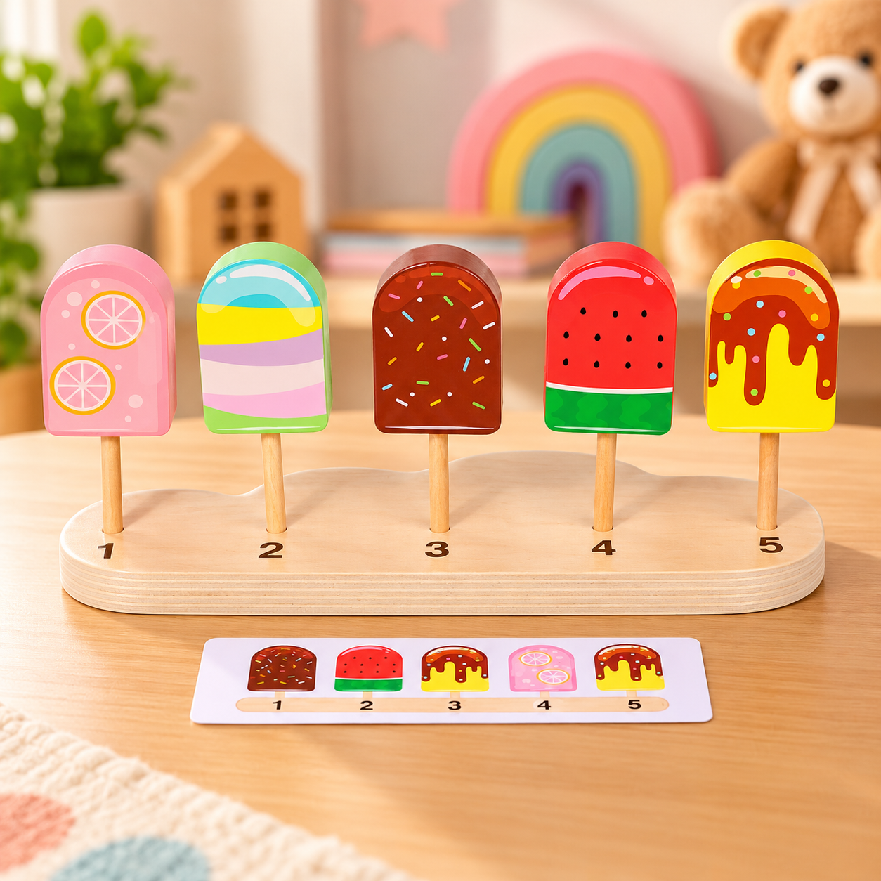 Wooden Ice Cream Sorting & Matching Toy – image 2 – KiddieWink