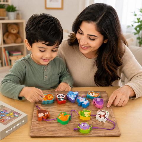 Qiyi Wooden Animal Beading set toy for kids