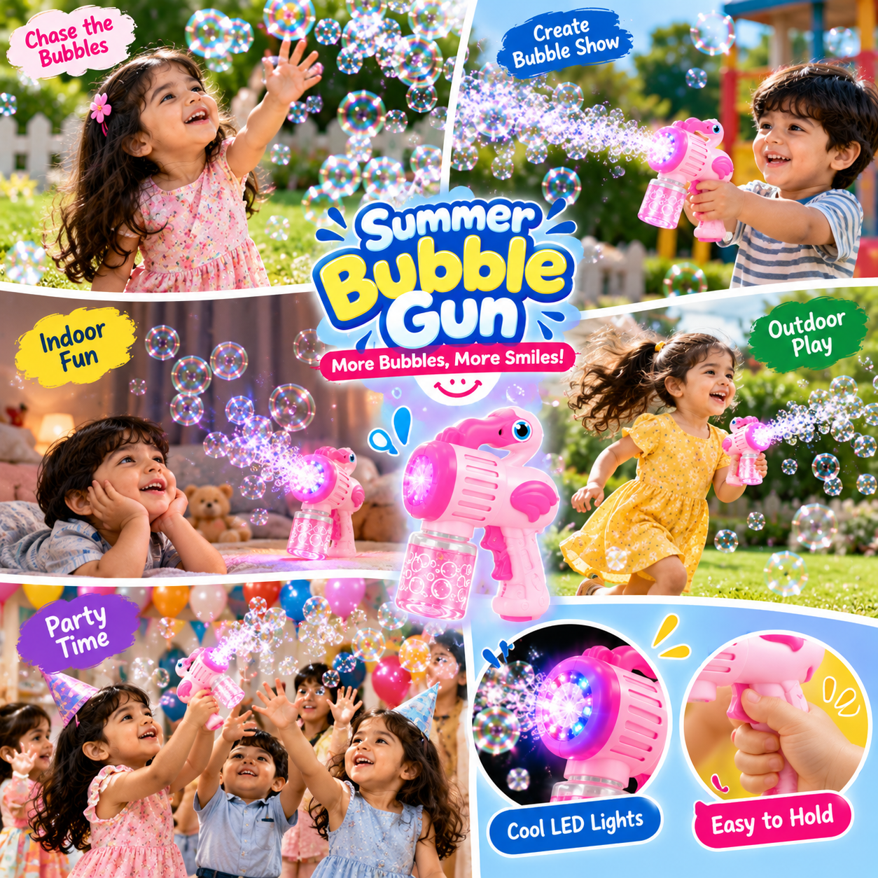 Pink Flamingo Bubble Blaster – LED Bubble Gun for Kids