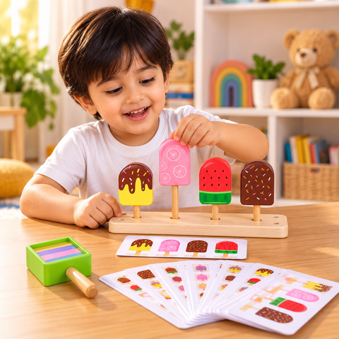 Wooden Ice Cream Sorting & Matching Toy – image 3 – KiddieWink