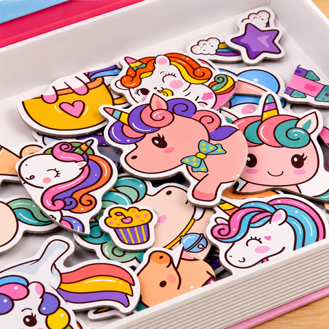 Magnetic Puzzle Book Unicorns Puzzle Cards, 39 Pcs - Educational Toy for Kids