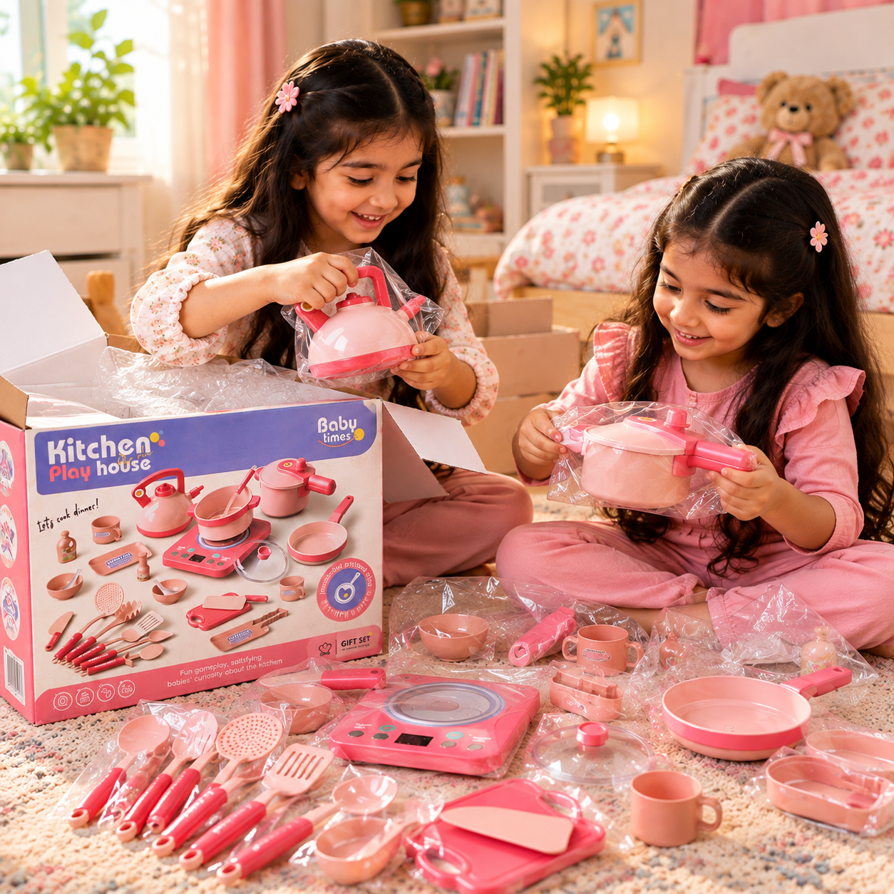 Pink Kitchen Playhouse Pretend Play Set for Kids – image 4 – KiddieWink