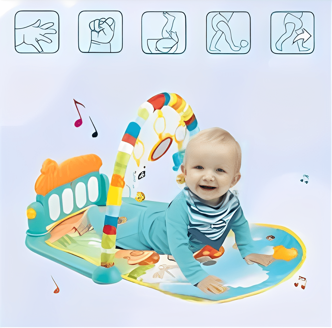 3 - in - 1 Baby Play Piano Gym Mat Fitness Rack Rattle Toy - KiddieWink - Gifts They'll Love