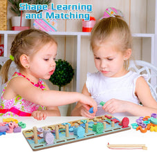 Kids Wooden Shape Puzzle Counting Fishing Game - KiddieWink - Gifts They'll Love
