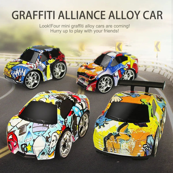 4 Styles Graffiti Metal Alloy Toy Cars (Pack Of 4) - KiddieWink - Gifts They'll Love