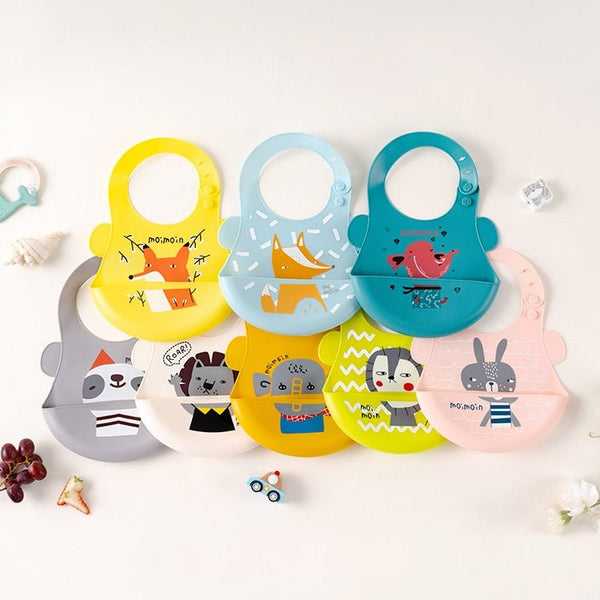 Silicon Baby Bibs Adjustable Push-Button & Waterproof - KiddieWink - Gifts They'll Love